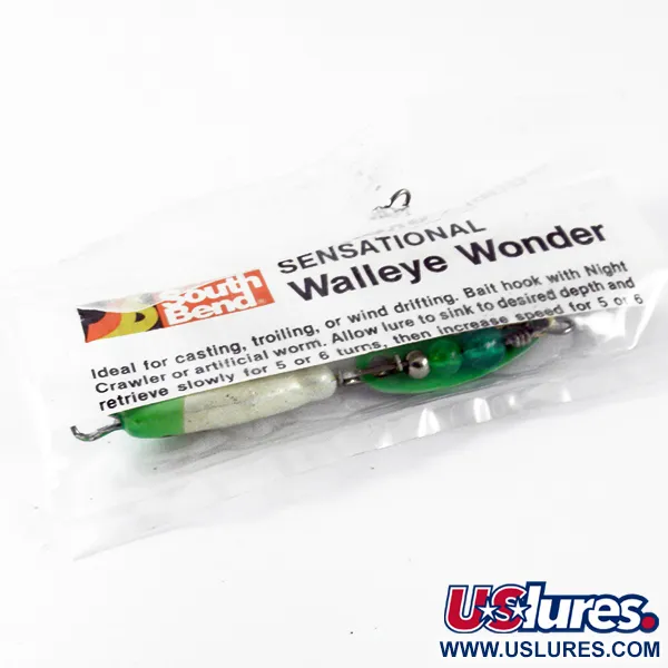 South Bend Walleye Wonder 3 Spinner, Žalia-Balta, 17g, Auksinis kablys, #3697