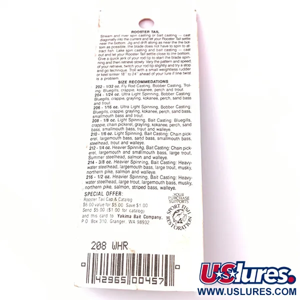 Worden’s Original Rooster Tail Sukrė, Sidabrinė, 3.54g, Plunksna, #3929