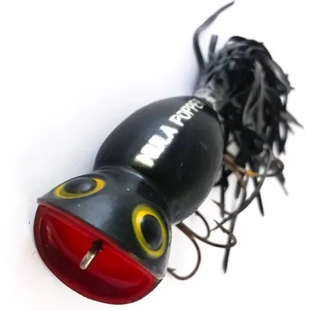 Fred Arbogast Hula Popper Masalas, Juoda/Raudona, 14g, Skirt, #4165