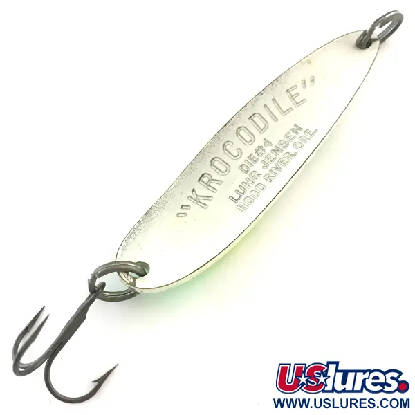 Luhr Jensen Krocodile Die #4 Blizgė, White Pearl/Green, 19g, #5417