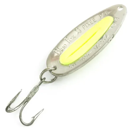 Blue Fox Pixee UV Blizgė, Kaltas nikelis/Geltona, 14g, UV įdėklas, #5877