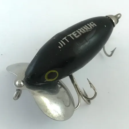 Fred Arbogast Jitterbug Paviršinis Masalas, Juoda, 7g, Vintage, #5880