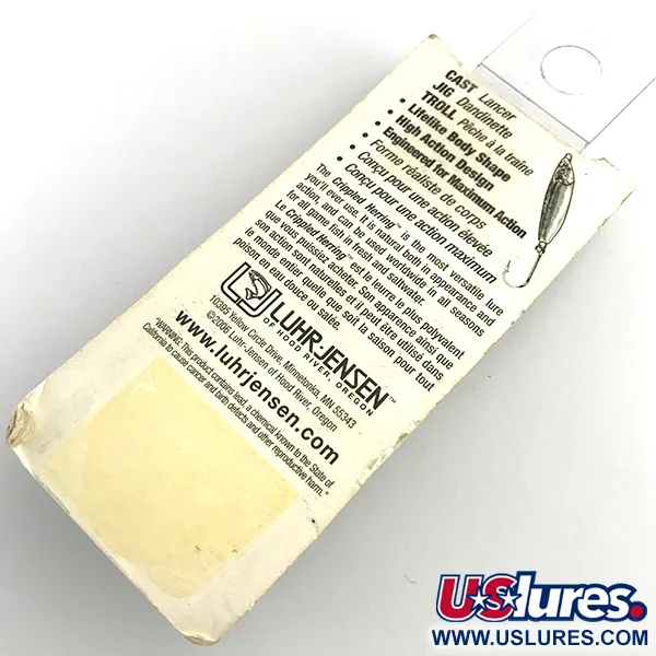 Luhr Jensen Crippled Herring Blizgė, Balta/Žalia UV Glow, 21g, #5921