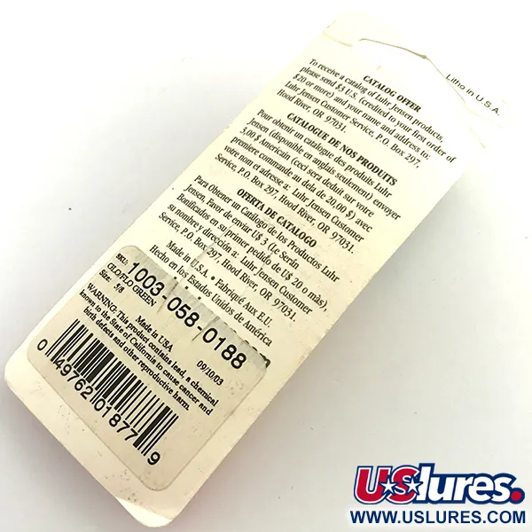 Luhr Jensen Krocodile Die #4 Glow Blizgė, Balta / Žalia, 19g, #5971