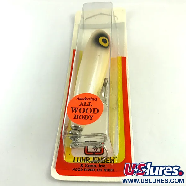 Luhr Jensen P.J.POP Medinis poperis, White Pearl/Orange, 17g, rankų d., #6046