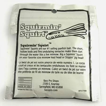 Bass Pro Shops Squermin' Squirts Tube, Baltas Glow, 3.5cm, Glow, #6094