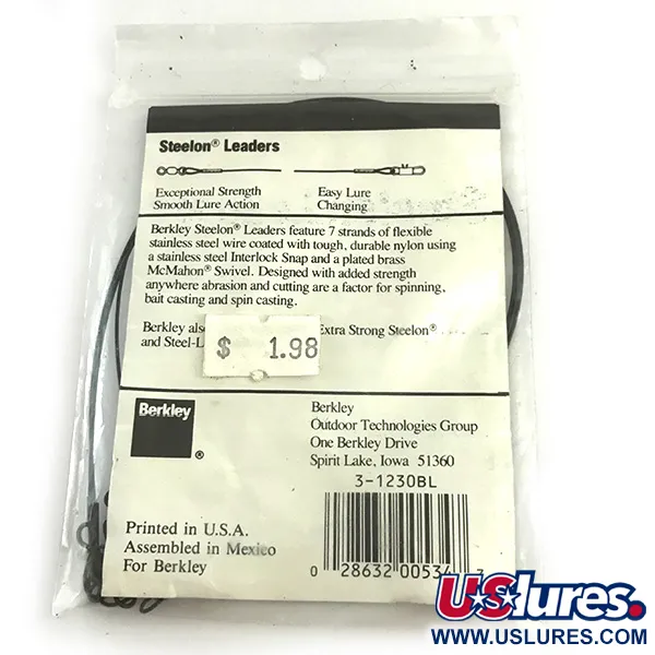 Berkley Steelon Leaders Pavadėliai, Juoda, 13.6kg, 30cm, #6198