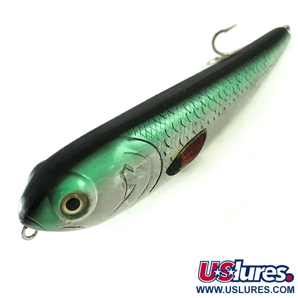 Bass Pro Shops XTS Pencil Plug Paviršinis, Pilka/Žalia, 14g, #6240