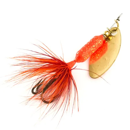 Yakima Bait Worden’s Original Rooster Tail UV Sukrė, Gold/Orange UV Glow, 1.77g, UV-aktyvi, #6407