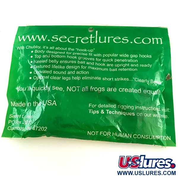 Secret Lures Chubby Frog Varlė, Mean Green, Garso Efektas, #6670