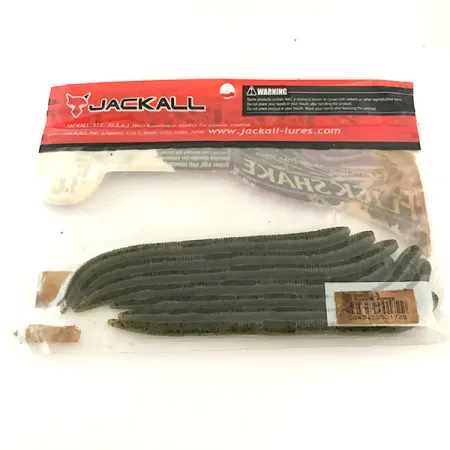 Jackall Flick Shake Worm guminukas, Green Pumpkin Pepper, 14cm, #6679