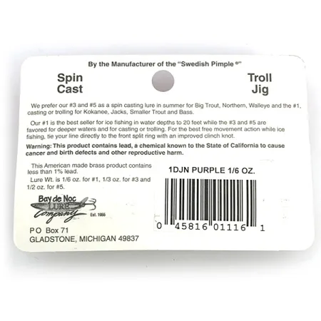 Bay de Noc Do-Jigger 1 Vartiklė, Nikelis/Purpurinė, 4,7g, Pelekai, #6777