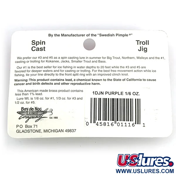 Bay de Noc Do-Jigger 1 Vartiklė, Nikelis/Purpurinė, 4,7g, Pelekai, #6777