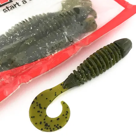 YUM soft bait 8pcs guminukas, Green Pumpkin, 10cm, LPT, #6893