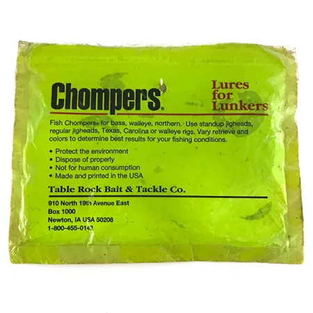 Chompers Single Tail Grub 8pcs Tvisteris, Chartreuse Pepper, #7088