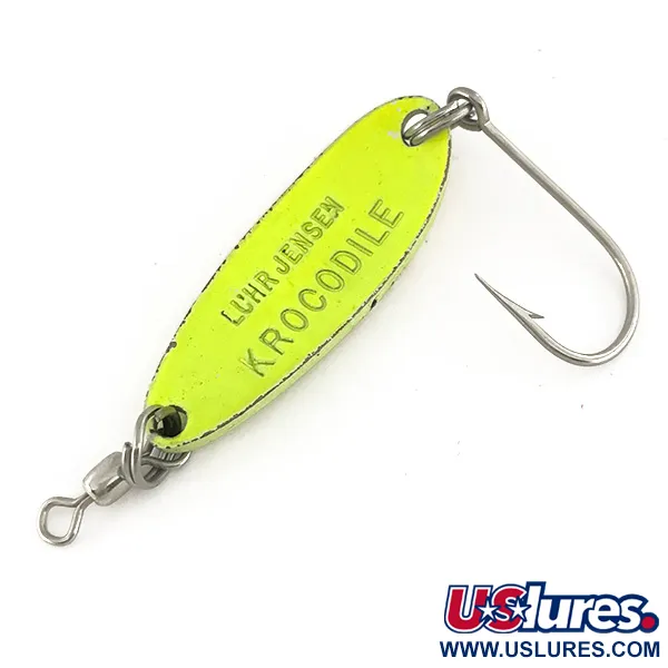Luhr Jensen Krocodile UV Blizgė, Chartreuse/Raudona, 9g, UV, #7484