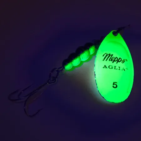 Mepps Aglia 5 Fluo UV Sukriukė, Šartrezas, 14g, UV lapelis, #7621