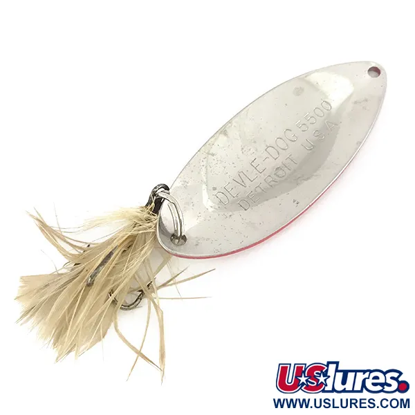 Dardevle Devle Dog 5500 Blizgė, Raudona/Balta/Nikelis, 21g, Plunksna, #7791