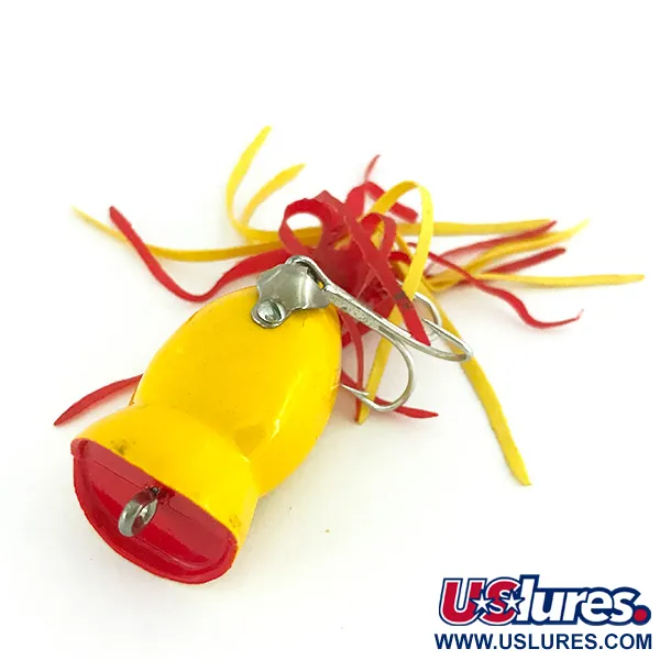 Fred Arbogast Hula Popper Popperis, Geltona, 8g, Guminis Sijonas, #7810