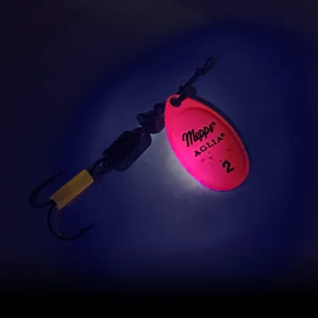 Mepps Aglia 2 Sukrė, Ryški rožinė UV, 4,5g, UV lapelis, #7979