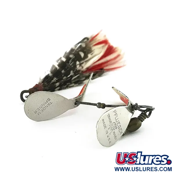 Pflueger Tandem Spinner Sukrė, Nikelis / Raudona, 7g, Dviejų lapelių, #8447