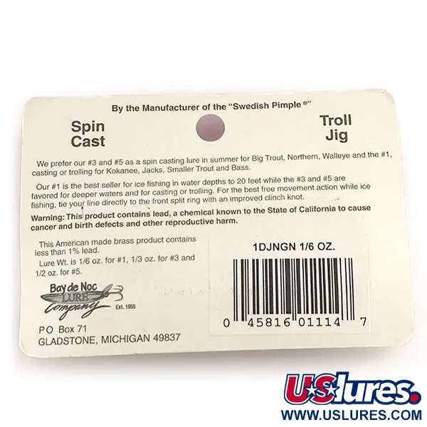 Bay de Noc Do-Jigger Blizgė, Nikelis / Žalia, 5g, Žalvaris, #8779