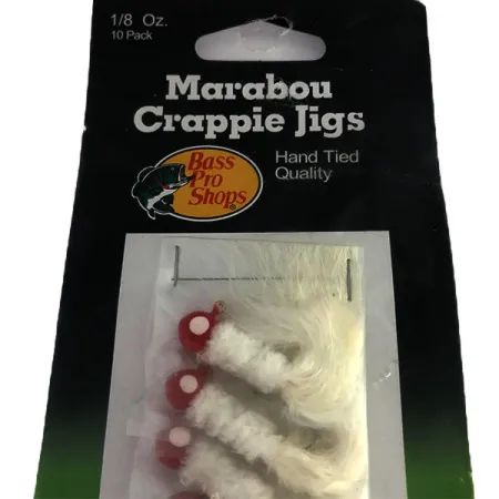 Bass Pro Shops Marabou Crappie Jig, Balta / Raudona, 4g, Rankų darbo, #9515