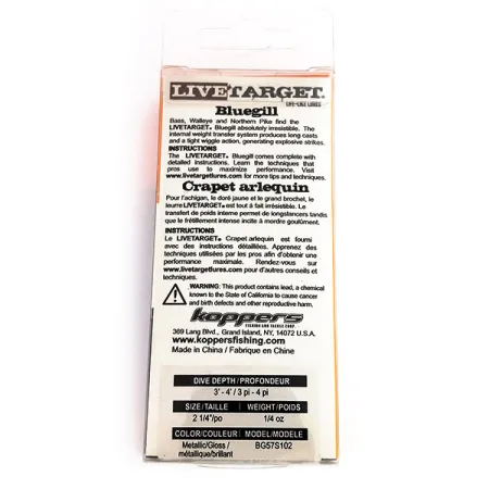 Live Target Koppers BlueGill Vobleris, Crapiet Arlequin, 7g, #9844