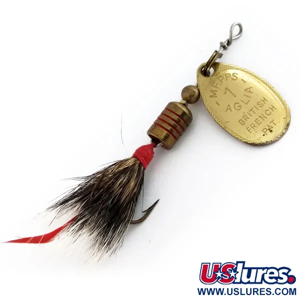 Mepps Aglia 1 dressed (squirrel tail) 1970s Sukrė, Aukso, 3.5g, #9912