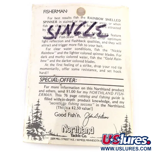 Northland tackle Rainbow Snelled Spinner, Chartreuse, 2g, #9999